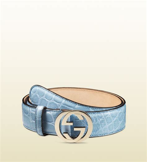 Gucci Crocodile belt with interlocking G buckle